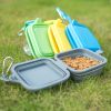 Silicone Collapsible Pet Bowl Double Portable Travel Bowl Equipped with Aluminum Hook Clip - yellow