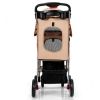 Foldable 4-Wheel Pet Stroller with Storage Basket - Beige