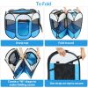 Portable Foldable Pet Playpen Exercise Pen Kennel Removable Zipper Top and Bottom Water Resistant Indoor Outdoor Use For Dogs Cats Other Pets - Blue