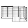 14-Panel Dog Playpen Black 19.7"x39.4" Powder-coated Steel - Black