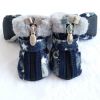 Pet Booties Set, 4 PCS Warm Winter Snow Stylish Shoes, Skid-Proof Anti Slip Sole Paw Protector with Zipper Star Design - white - L